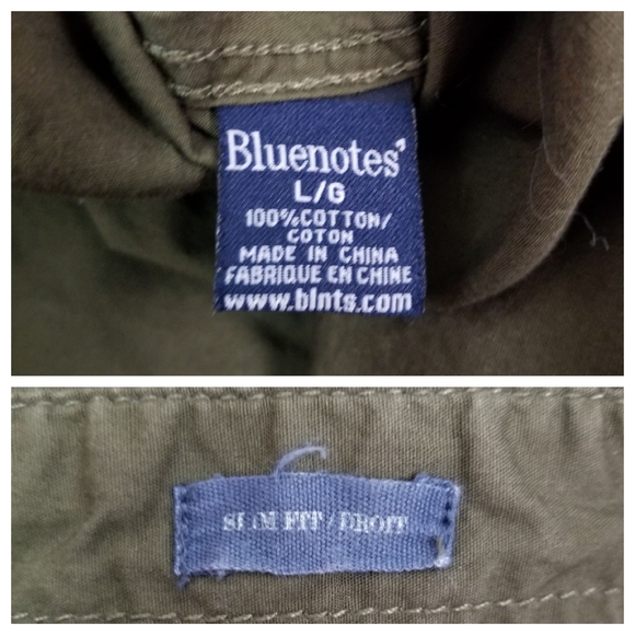 Bluenotes L Army Green Slim-Fit Button-Down Shirt - Picture 9 of 10